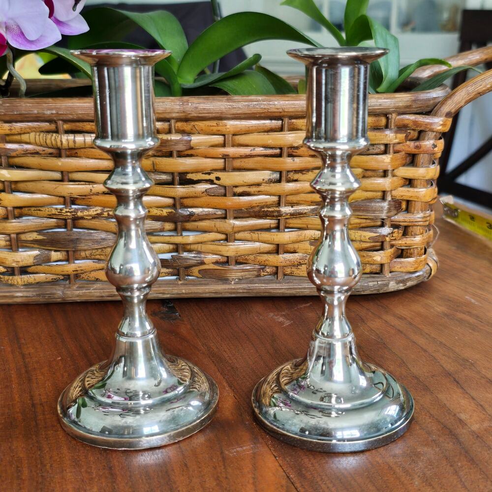 Vintage Valsan Silver Plate Candle Holders Made in Portugal Classic Traditional